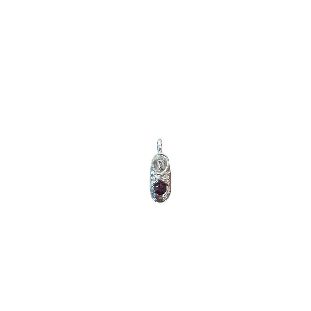 Avon Silvertone Baby Bootie Birthstone‎ Charm February Pendant Jewelry